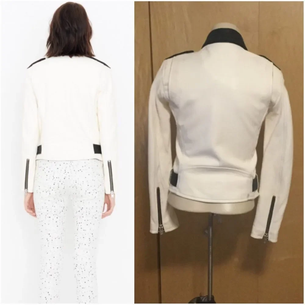 IRO White and Black Yulia Leather Jacket in Ecru - Picture 11 of 16